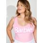 Plus Light Pink Barbie Graphic Bodysuit