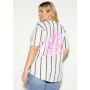 Plus White Pinstriped Barbie Graphic Baseball Jersey