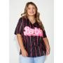 Plus Pinstriped Barbie Graphic Baseball Jersey