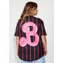 Plus Pinstriped Barbie Graphic Baseball Jersey