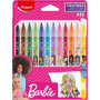 Maped - Barbie felt pens - Coloring felt pens - Felt pens for children - Decorated felt pens - Medium tip - Washable ink - 12 coloring felt pens