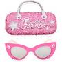 Barbie Girl's Cat Eye Sunglasses and Handled Hard Case Set, Pink Sparkle