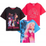 Barbie Girls 3 Pack T-Shirts Kids Cotton Tees Official Fashion Doll T-Shirt Top with Drop Sleeves