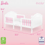 Evolur Barbie Rose 3-in-1 Toddler Bed, Pink and White