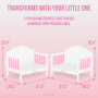 Evolur Barbie Rose 3-in-1 Toddler Bed, Pink and White