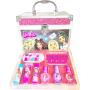 Barbie - Townley Girl Train Case Cosmetic Makeup Set Includes Lip Gloss, Eye Shimmer, Brushes, Nail Polish, Nail Accessories & more!