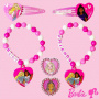 Luv Her Barbie Accessories for Girls 6 Piece Toy Jewelry Box Set with 2 Rings, 2 Bead Bracelets, and Snap Hair Clips