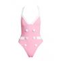 Balmain x Barbie 6-Button Halter One-Piece Swimsuit