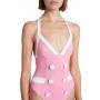 Balmain x Barbie 6-Button Halter One-Piece Swimsuit