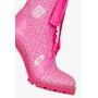 Balmain x Barbie Pink canvas monogram print Petra Ranger ankle boots