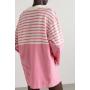 Balmain x Barbie Button-embellished appliquéd striped jersey dress
