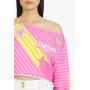 Balmain x Barbie Pink eco-designed cotton off-the-shoulder crop top