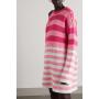 Balmain x Barbie Cold-shoulder button-embellished striped wool-blend dress