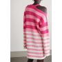 Balmain x Barbie Cold-shoulder button-embellished striped wool-blend dress