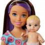 Barbie® Babysitting Playset with Skipper™ Doll, Color-Change Baby Doll, High Chair, Crib and Themed Accessories