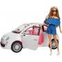 Barbie doll and her chic Fiat 500 Car