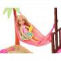 Barbie® Chelsea™ Doll and Tiki Hut Playset with 6-inch Blonde Doll, Hut with Swing, Hammock, Moldable Sand, 4 Molds and 4 Storytelling Pieces