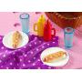 Barbie Outdoor Furniture, Pink Picnic Table with Adjustable Seats and Hot Dog Picnic for 4