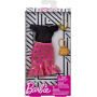 Barbie Complete Looks Doll Clothes, Outfit for Barbie Dolls Featuring Off-Shoulder Dress with Pink and Golden Floral Skirt and 2 Accessories