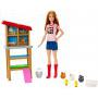 Barbie Chicken Farmer Doll, Red-Haired, and Playset with Henhouse, 3 Chickens, 2 Chicks and More
