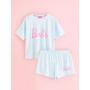 Barbie Bright Blue Slogan Short Pyjamas