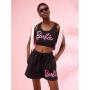 G21 Barbie Black Acid Wash Crop Top