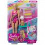 Barbie™ Dreamhouse Adventures Swim ‘n Dive™ Doll, 11.5-inch in Swimwear, with Diving Board and Puppy
