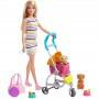 Barbie® Stroll ‘n Play Pups™ Playset with Barbie® Doll, 2 Puppies and Pet Stroller