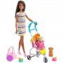 Barbie® Stroll ‘n Play Pups™ Playset with Barbie® Doll, 2 Puppies and Pet Stroller