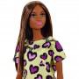 Barbie® Doll - Brunette, Yellow and Purple Heart-Print Dress