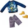 Barbie Fashions Pack: Ken Doll Clothes with Blue Graphic Sweatshirt, Gray Shorts & Boots