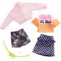 ​Barbie® Fashion Pack - Jacket, ‘Girl Squad’ Top, Checked Skirt, Denim Shorts, Fanny Pack and Watch