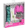 Barbie Fashions 2-Pack Clothing Set, 2 Outfits Doll Include Pink Sport Jacket, Gray Shorts, Blue Tropical Print Dress & 2 Accessories