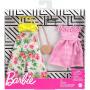 Barbie Fashions 2-Pack Clothing Set, 2 Outfits Doll Include Floral Wide-Legged Pants, a Yellow Bandeau Top, Pink Gingham Dress & 2 Accessories