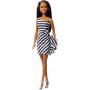 Barbie Doll, Brunette, Wearing Black-and-White Striped Party Dress