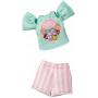 Barbie Storytelling Fashion Pack of Doll Clothes Inspired by Hello Kitty & Friends: Aqua Kawaii Tokyo Top, Striped Shorts & 6 Accessories Dolls