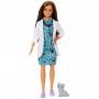 Barbie® Pet Vet  Doll, Brunette, Wearing Career Pet-print Dress