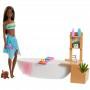 Barbie® Fizzy Bath Doll and Playset, Brunette, with Tub, Puppy & More