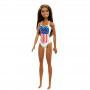 Barbie® Doll, Brunette, in Swimsuit with US Flag