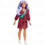 Barbie® Fashionistas™ Doll #157, Curvy with Lavender Hair Wearing Red Plaid Dress, White Cowboy Boots & Teal Cross-Body Cactus Bag