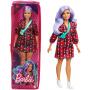 Barbie® Fashionistas™ Doll #157, Curvy with Lavender Hair Wearing Red Plaid Dress, White Cowboy Boots & Teal Cross-Body Cactus Bag