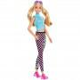 Barbie® Fashionistas™ Doll #158, Long Blonde Pigtails Wearing Teal Sport Top, Patterned Leggings, Pink Sneakers & Sunglasses