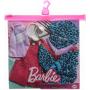 ​Barbie® Fashions 2-Pack Clothing Set, 2 Outfits for Barbie® Doll Include Animal-Print Hoodie Dress, Graphic Top, Red Overalls & 2 Accessories