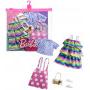 ​Barbie® Fashions 2-Pack Clothing Set, 2 Outfits for Barbie® Doll Include Pink Polka-Dot Jumper, Purple Polka-Dot Top, Striped Dress & 2 Accessories