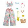 ​Barbie® Storytelling Fashion Pack of Doll Clothes Inspired by Roxy: Matching Floral Top & Pants with 7 Accessories for Barbie® Dolls Including Pineapple Purse