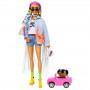 Barbie® Extra Doll #5 in Long-Fringe Denim Jacket with Pet Puppy for Kids 3 Years Old & Up