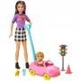 Barbie® Skipper™ Babysitters Inc.™ Accessories Set with Small Toddler Doll & Toy Car, Plus Traffic Light, Cone, Cup & Lion Toy