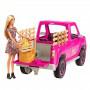 ​Barbie® Sweet Orchard Farm™ Truck & Doll Set, Blonde Barbie® Doll & Pink Truck with Working Tailgate, Hay Bale, Crate & Corn