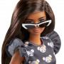 ​Barbie® Fashionistas™ Doll #140 with Long Brunette Hair Wearing Mouse-Print Dress, Pink Booties & Sunglasses