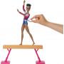​Barbie Gymnastics Playset: Brunette Barbie Doll with Twirling Feature, Balance Beam, 15+ Accessories